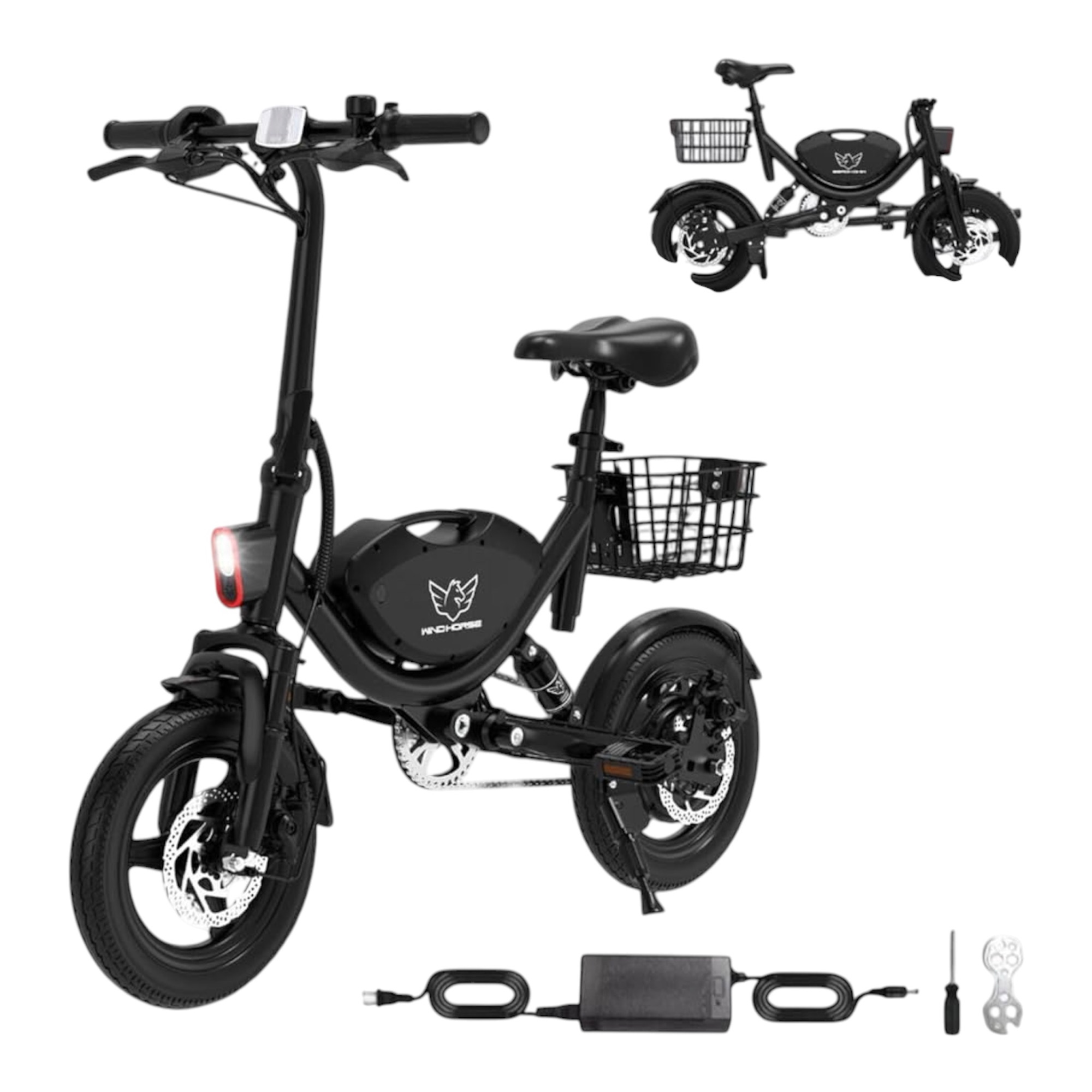 C1 Portable Folding Electric Bike 14-Inch | Mini E-Bike with Central Battery & Dual Disc Brakes | 25 km/h Top Speed
