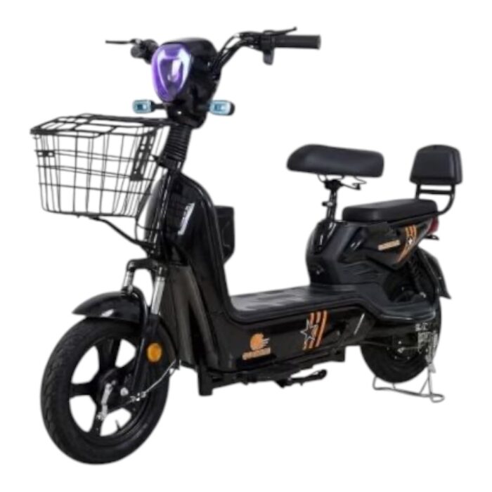Ghazi Ride black electric scooter with 350W motor and 48V 12Ah rechargeable battery
